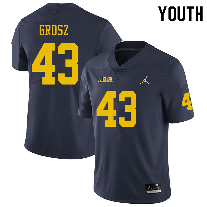 Youth #43 Tyler Grosz Michigan Wolverines College Football Jerseys Sale-Navy